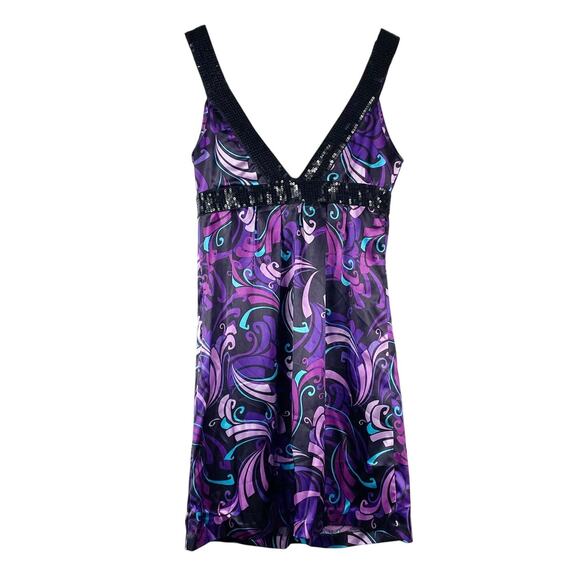 Guess Y2K Women's Satin Sequin Purple Hippie Boho Top Fairy Whimsy Festival Sml - Picture 2 of 7